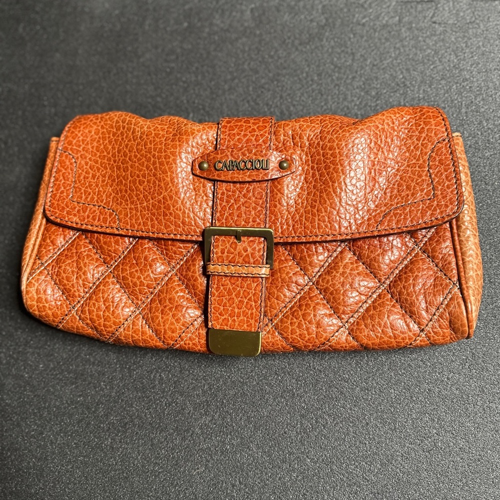 Capaccioli Y2K Orange Leather Wristlet